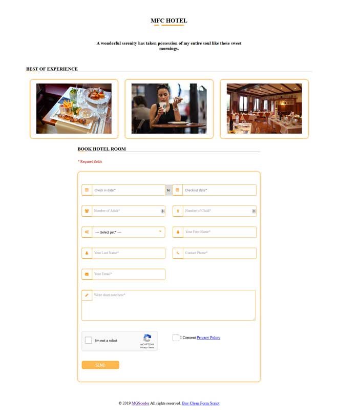 Hotel Reservation Form Style 2