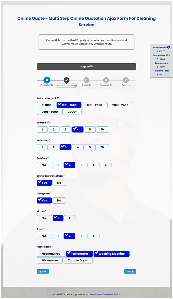 Booking Request with Real Time Quatation