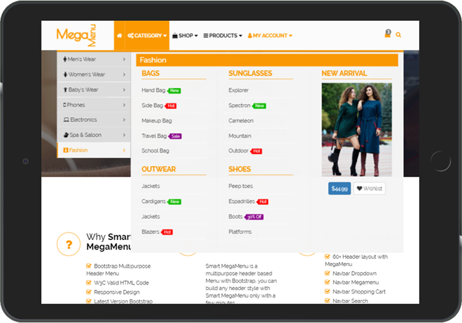Ecommerce Megamenu Style